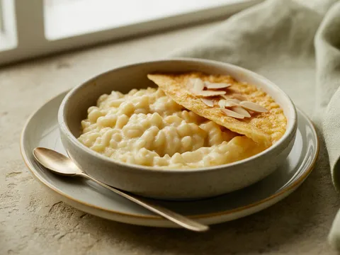 Illustration of almond rice pudding