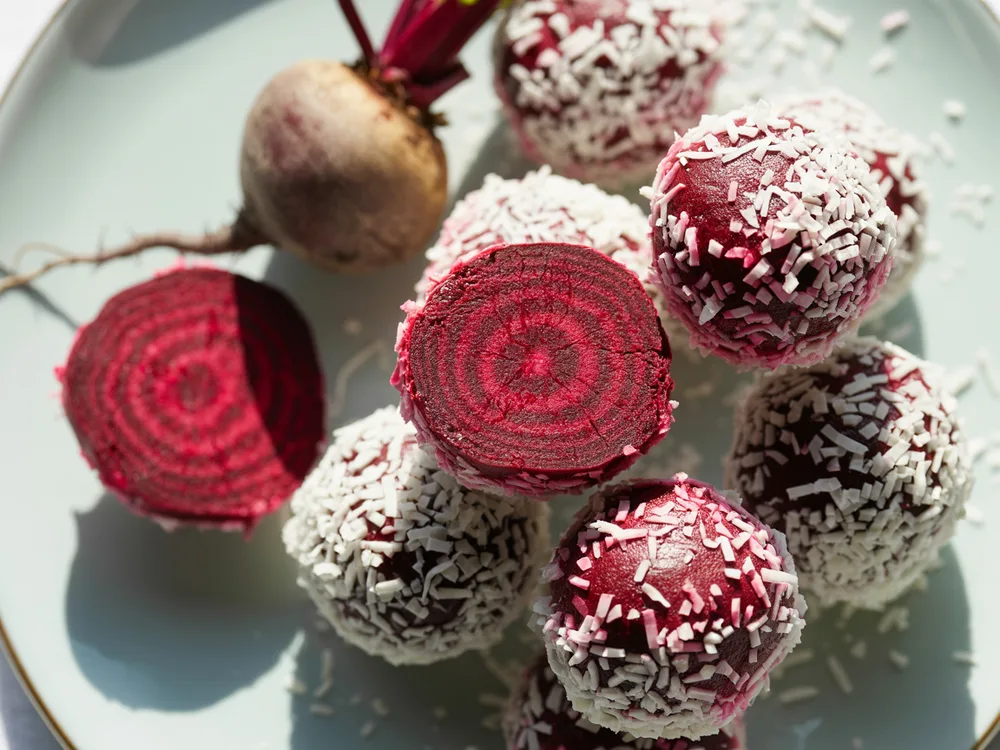 AI illustration of beet red velvet truffles