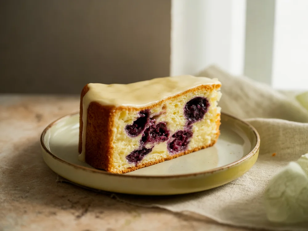 AI illustration of blueberry lemon loaf cake