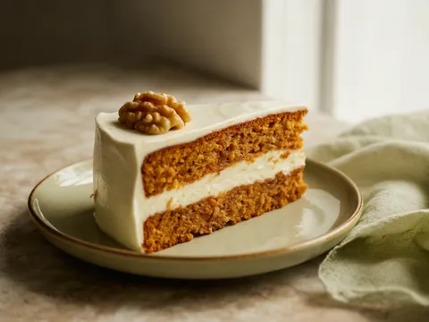 Illustration of carrot walnut layer cake