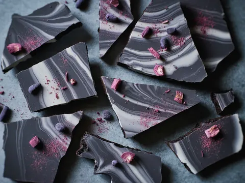 Illustration of cacao coconut galaxy bark