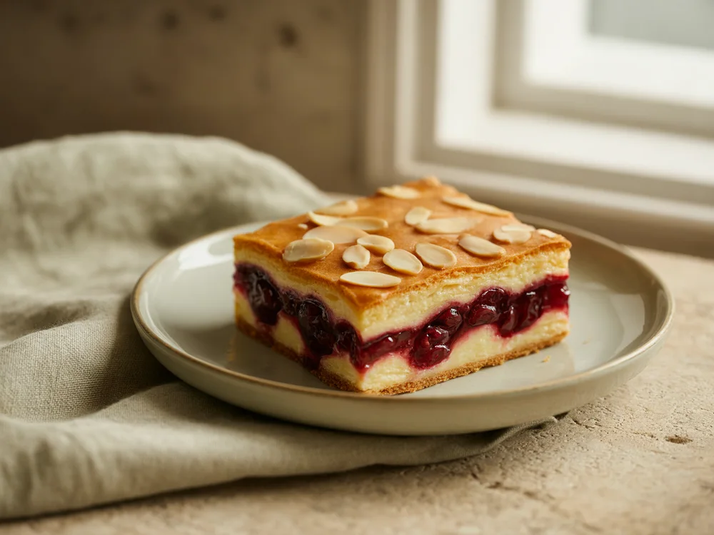 AI illustration of cherry bakewell squares