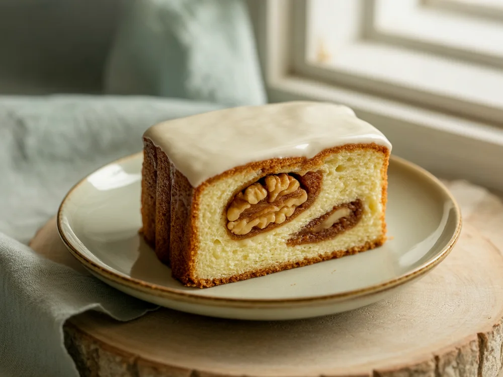 AI illustration of cinnamon swirl snack cake