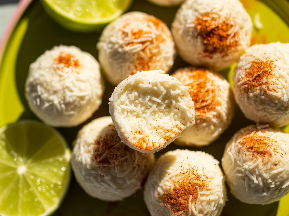 AI illustration of coconut lime tajín truffles