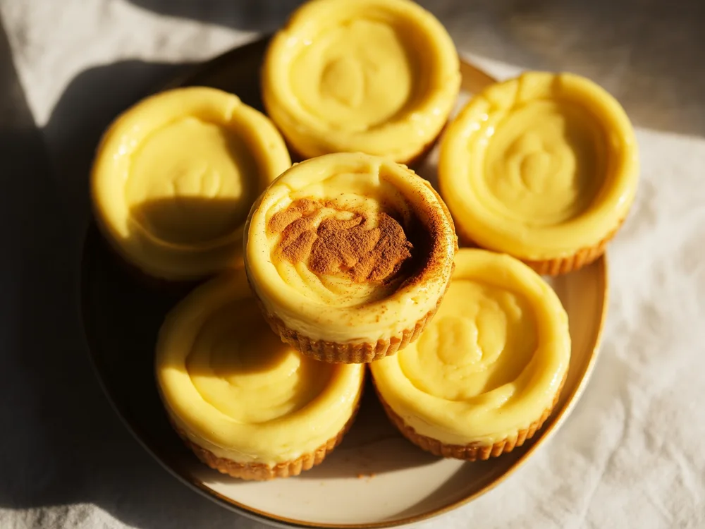 AI illustration of golden milk cheesecake bites