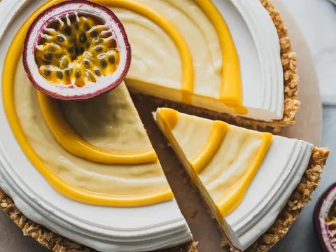 Illustration of passionfruit yuzu cloud tart