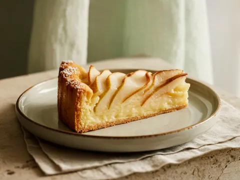 Illustration of pear almond frangipane tart
