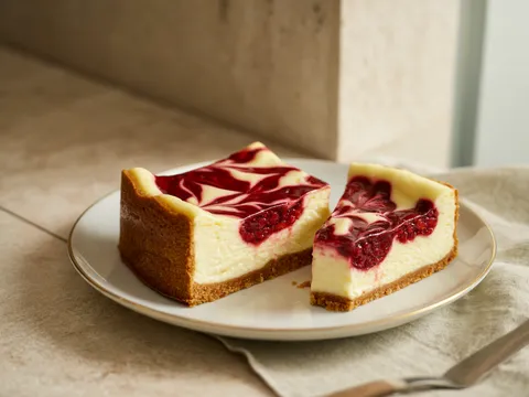 Illustration of raspberry cheesecake bars
