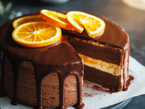 Illustration of raw chocolate orange cake