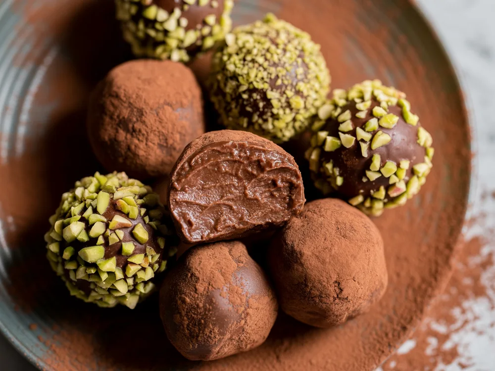 AI illustration of raw chocolate truffles