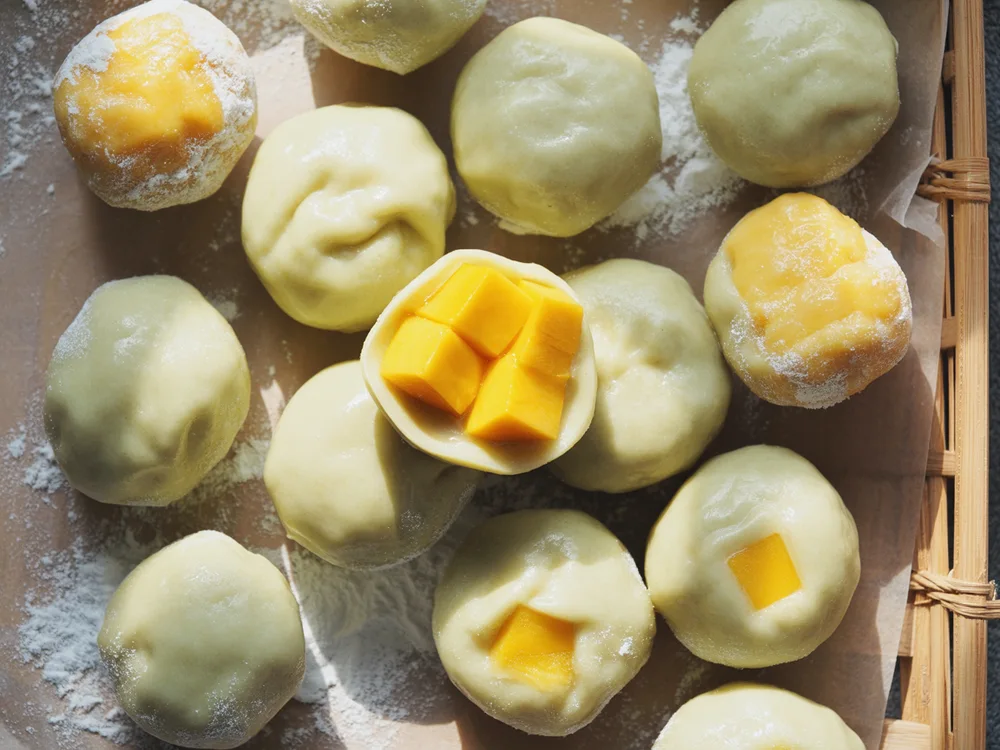 AI illustration of mango mochi-style bites