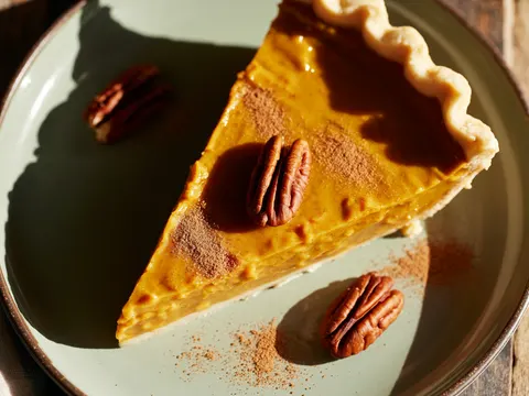 Illustration of pumpkin cashew pie