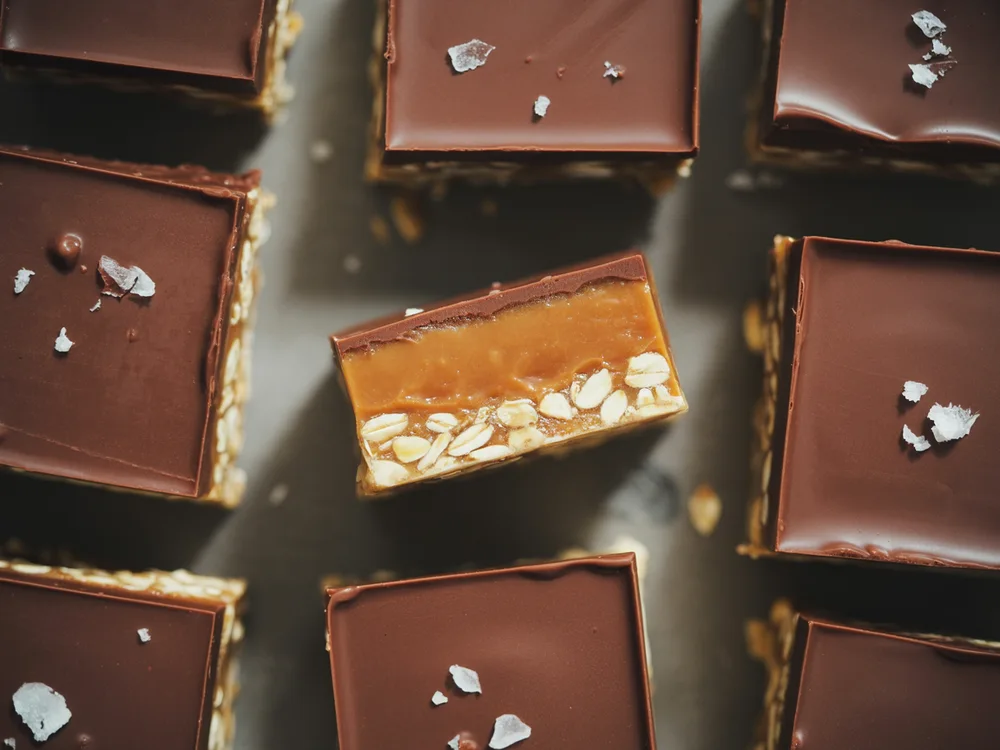 AI illustration of raw salted caramel slice