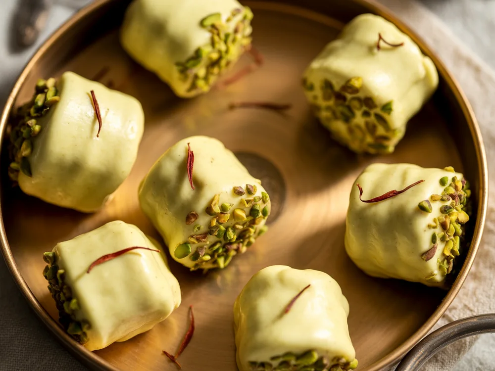 AI illustration of saffron cardamom kulfi bites