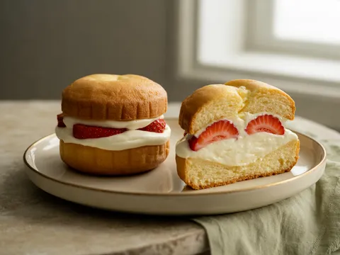 Illustration of strawberry shortcake sandwiches