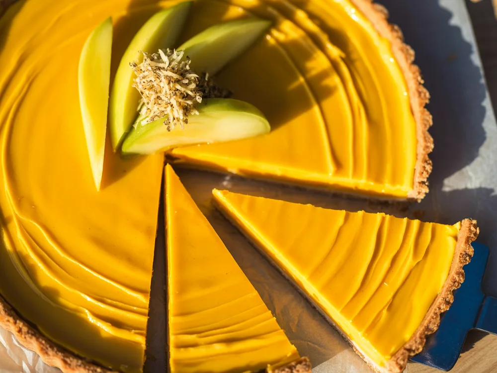 AI illustration of turmeric-ginger sunrise tart