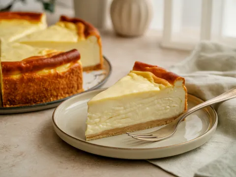 Illustration of vanilla baked cheesecake